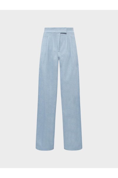 Blue Pleated Loose Wide Leg Pants