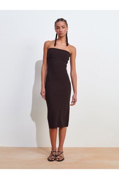 91422 Strapless Dress-Dark Brown