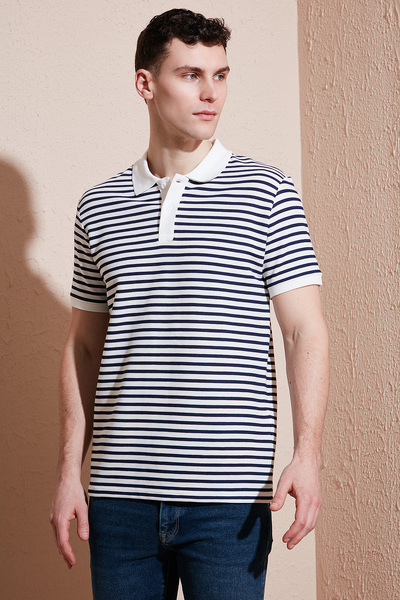 Cotton Regular Fit Striped Polo Neck t Shirt Men's Polo Neck t Shirt 5903009