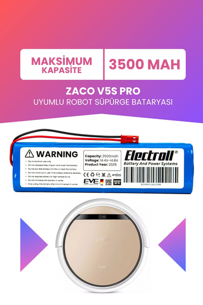 Zaco V5S Pro (максимален капацитет) 3500mAh батерија за робот правосмукалка