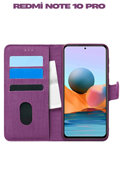 Xiaomi Redmi Note 10 Pro футрола со дезен на ткаенина паричник со држач футрола на преклоп