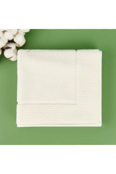 Soft Bordered Premium Foot Towel - Ecru - 50X70 cm