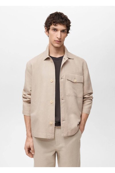 Straight Cut Linen Shirt Jacket