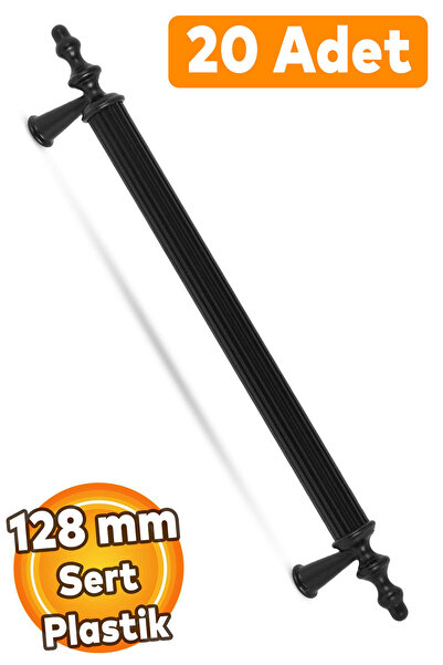(ТВРДА ПЛАСТИКА) 20 парчиња Polavit 128 mm црни рачки за мебел, кујнски фиоки и плакари