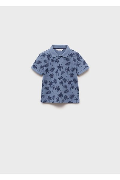 Patterned cotton polo shirt