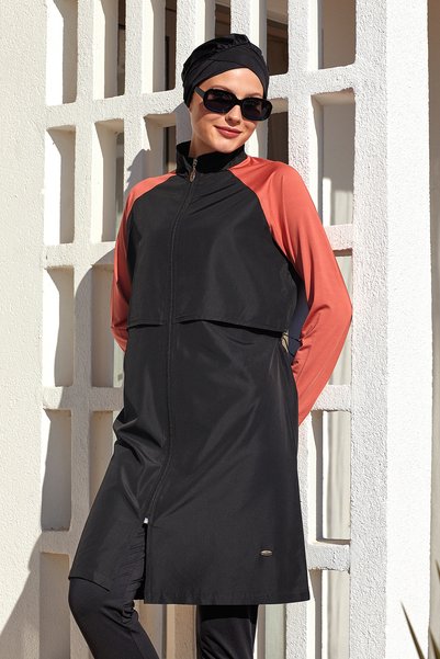 Raglan Sleeve Full Covered Hijab Swimsuit Debbie 1405 Cinnamon