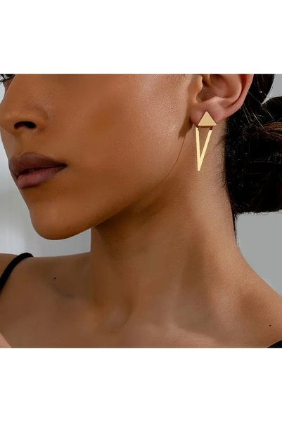 Women's Elegant Geometric Triangle Drop & Dangle Gold Earrings