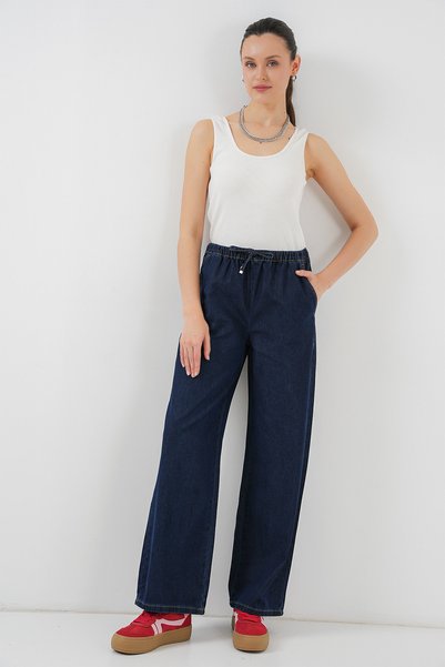 Women's Wide Leg Jeans 6706 - Navy Blue