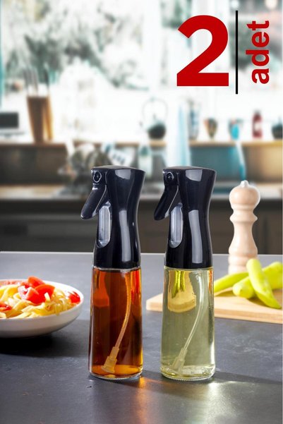 2 Pieces Glass Oil Vinegar Vinegar – Black Spray Oil Pot 225 ml