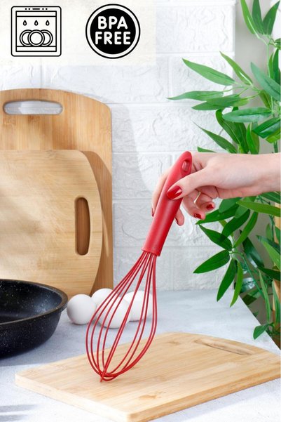 Red Silicone Whisk