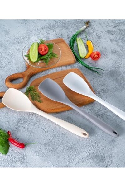 Бела силиконска лажица - 28 cm / 1 парче