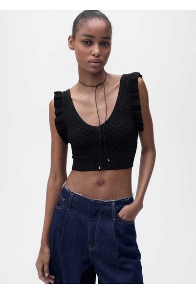 Short Blouse with Tie Detail on the Back