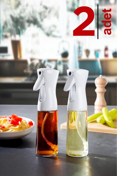 2 Pieces Glass Oil Vinegar Vinegar – White Spray Oil Pot 225 ml