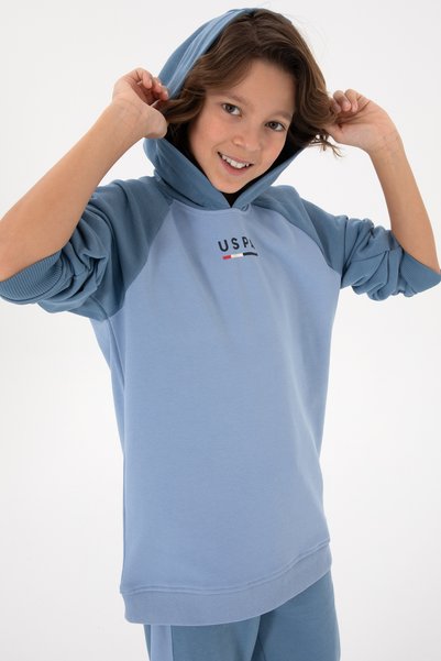 Boy's Light Blue Hooded Sweatshirt 50293495-Vr003