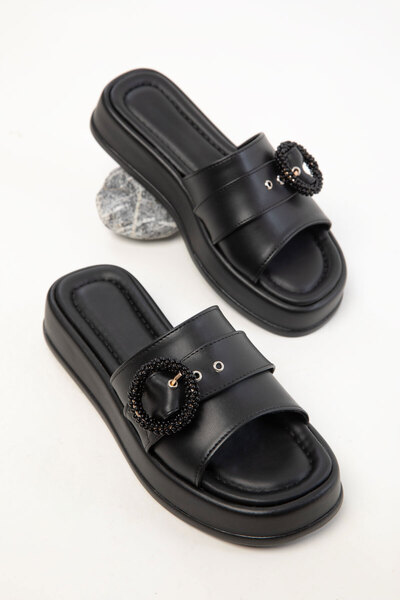 Black Women's Slippers 20465