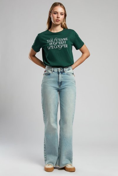 Sandy High Waist Wide Leg Cut Wide Leg 100% Cotton Rastaban Light Women's Jean Trousers