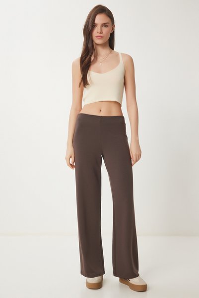 Wide Leg Modal Sweatpants Brown Lub0093