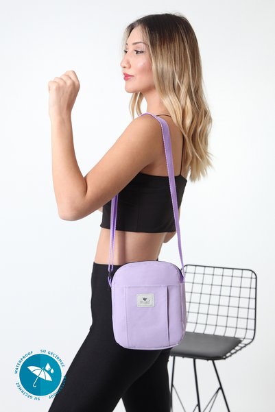 Lilac U9 Impertex Fabric, Zippered, 2 Compartments, Adjustable Strap, Handle and Shoulder Bag