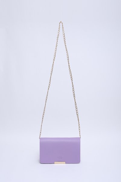 Lilac Shk186 Faux Leather Single Compartment Snap Chain Strap Hand, Arm and Shoulder Bag