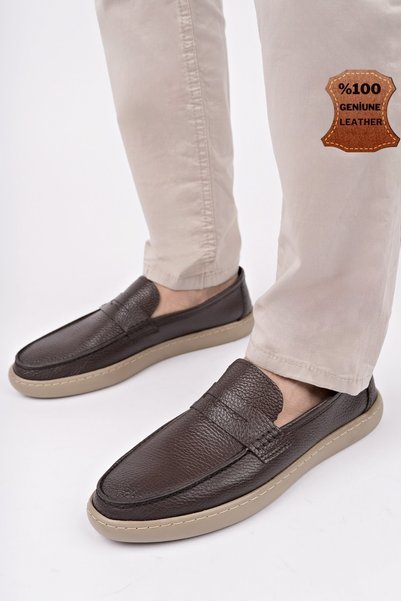 Harnaz Laceless Genuine Leather Men's Casual Shoes