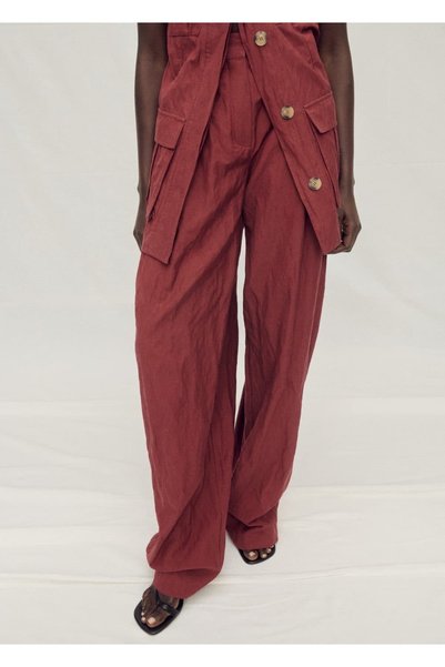 Wideleg crease-look fabric pants