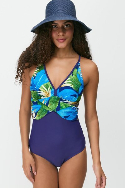 V-Neck Swimsuit 7765 Navy Blue
