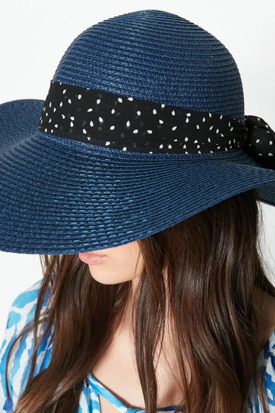 Straw Beach Hat Y23730-24 Navy Blue
