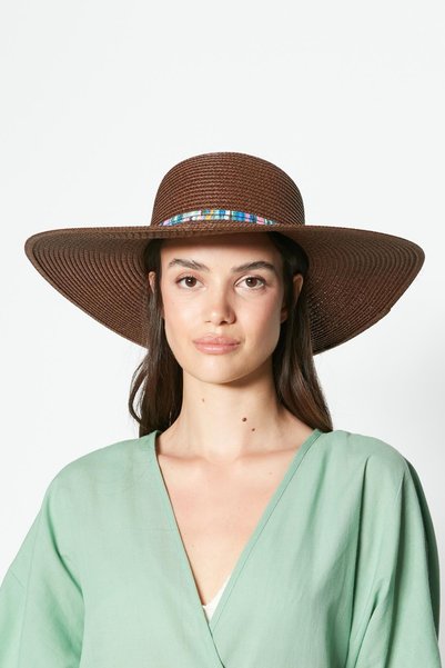Straw Beach Hat Y23730-05 Brown