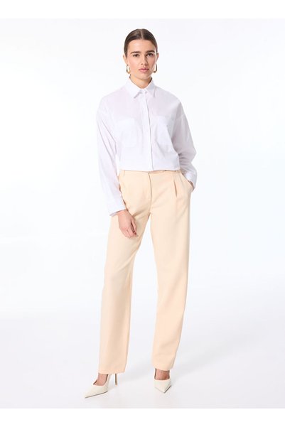 Normal Waist Standard Beige Women's Trousers 8P0622