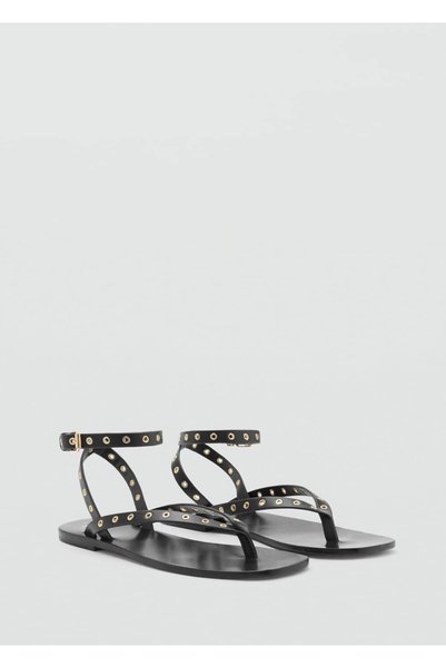 Leather Sandals with Perforated Straps