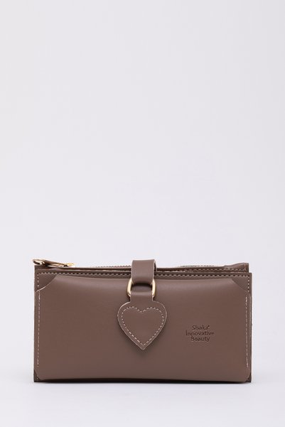 Mink Shk65 Soft Artificial Leather Heart Snap Phone Card Holder Wallet with Coin and Paper Money Compartment