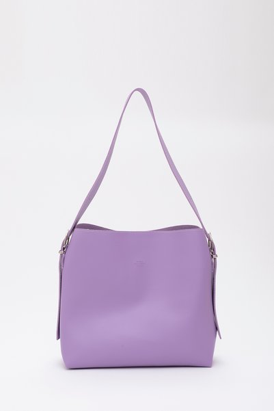 Lilac Shk55 Leather Adjustable Strap Arm and Shoulder Bag with Snap Fastener Makeup Bag L:30 E:40 W:15 cm