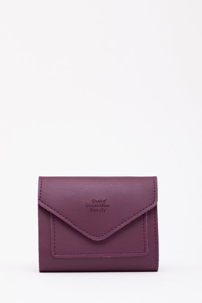 Purple SHK67 Faux Leather Broken and Paper Money Compartment Snap Card Holder Envelope Model Pocket Wallet