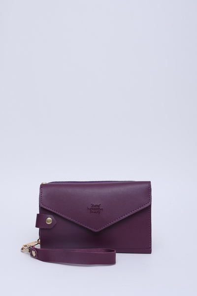 Purple Shk209 Faux Leather Wallet with 10 Compartments, Zippered Coin, Paper Money and Cell Phone Compartment