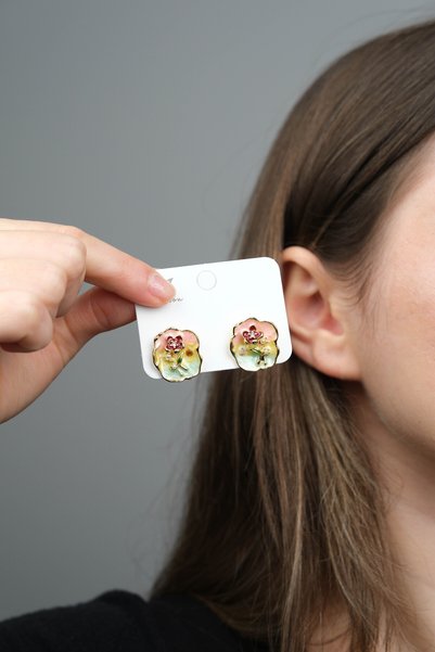 Women's Colorful Floral Enamel Steel Earrings - Stylish Everyday Earrings