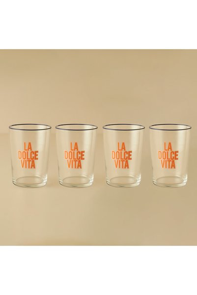 Line La Dolce Vita Soft Drink Glass 4-Piece Orange (510 cc)