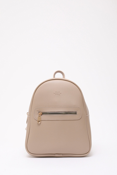 Mink Shk200 Faux Leather 2 Compartment Zippered Written Column Strap Backpack