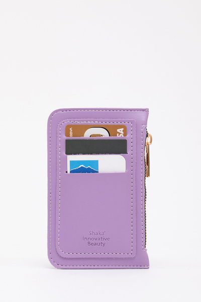 Lila Shk101 Faux Leather Card Holder Wallet with 6 Card Holders and Zippered Coin Compartment