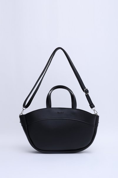 Black Shk199 Faux Leather Single Compartment, Makeup Bag, Double Strap Hand. Arm and Shoulder Bag