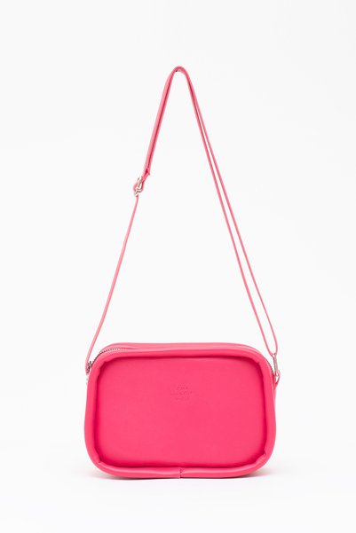 Fuchsia Shk62 Single Compartment Faux Leather Adjustable Strap Zippered Crossbody Shoulder Bag