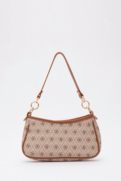 Mink/Tan Monogram Print - Hand, Arm and Shoulder with Faux Leather Lining, Zip-Up and Adjustable Strap