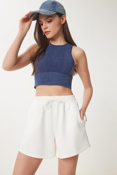 Modal Shorts with Pockets - Ecru Lub0097