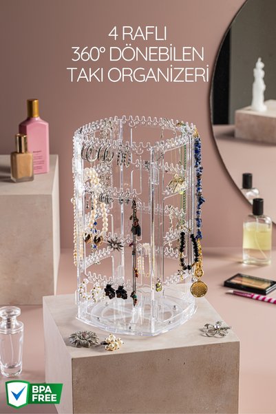 4 Shelf 360 °   Rotatable Multi-Purpose Organizer, Jewelry Organizer, Organizer
