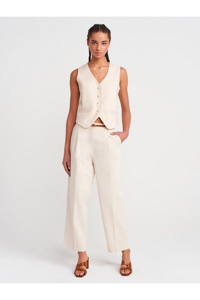 71644 Belted Straight Trousers-Stone