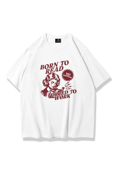 Unisex Born to Read Tshirt White