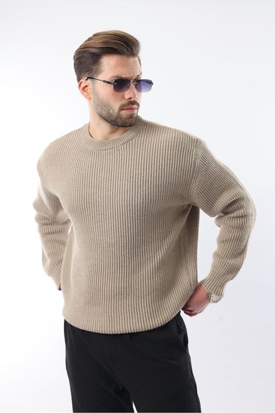 Mink Crew Neck Knitwear Men's Sweater E7410