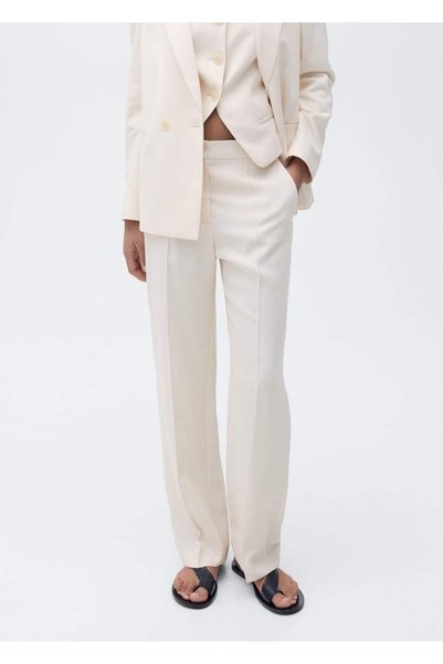 Straight-Cut Fabric Trousers