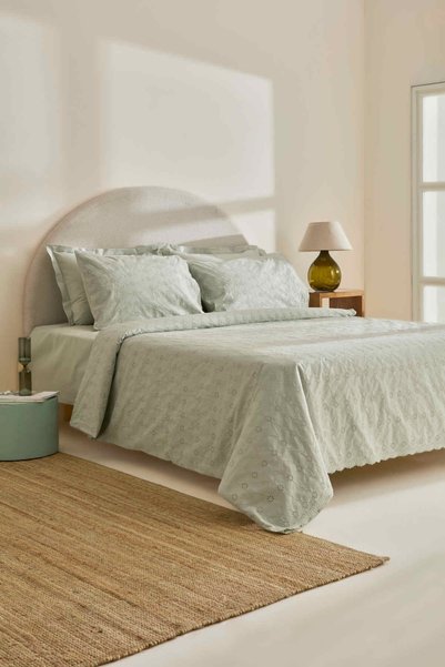 Vivien Brodeli 100% Cotton Double Duvet Cover Set Sage
