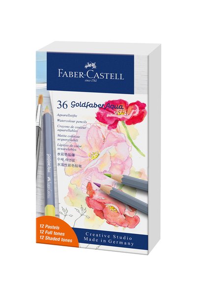 Goldfaber Aqua Colored Pencil Gift Set of 36, 12 Pastel and 24 Classic Colors, Highly Pigmented