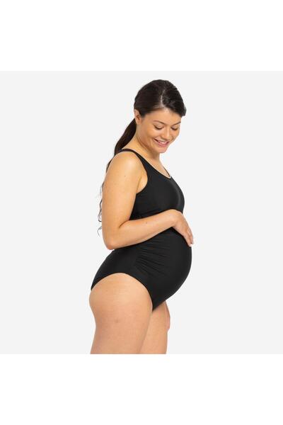 Women's U-Neck Back Detail Maternity Swimsuit - Black - NORA